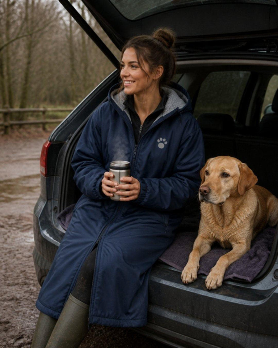 After the walk at the car in the Pooch All Weather Robe
