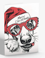Dog With Glasses Christmas Greetings Card