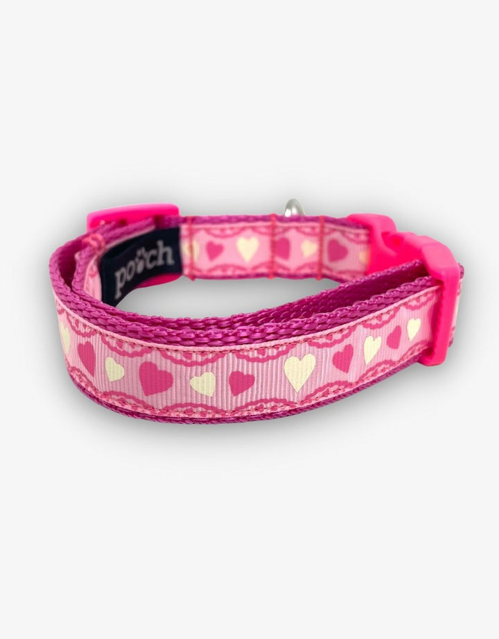 Pink Hearts Dog Collar - Pooch-COL-PHD-3643-S