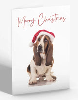 Basset Hound Dog Merry Christmas Greetings Card