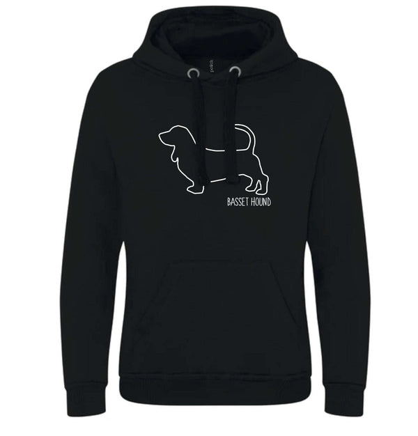 Basset Hound Outline Heavyweight Hoodie - Pooch-