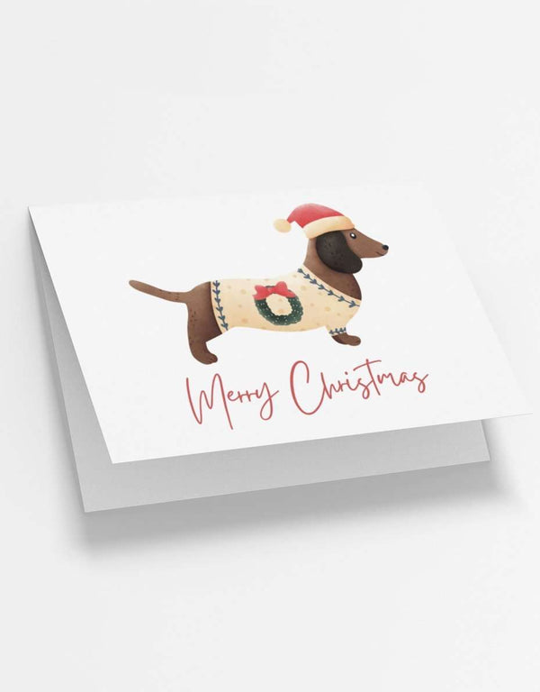 Dachshund In Sweater Christmas Greetings Card - Pooch-DIS-3986