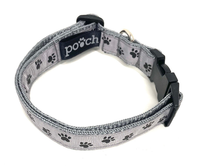 Grey Paw Print Dog Collar - Pooch-