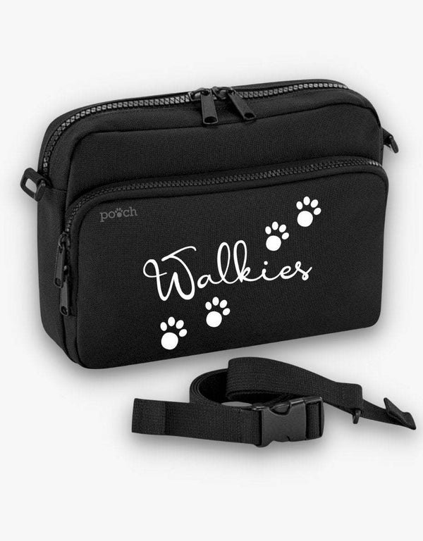Large Dog Walking Bag with multiple pockets for dog walking essentials, featuring paw print design.