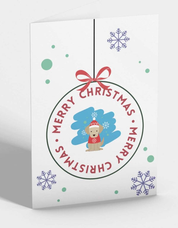 Merry Christmas Bauble Dog Greetings Card - Pooch-MCB-3980