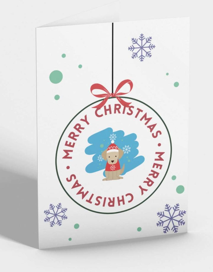 Merry Christmas Bauble Dog Greetings Card - Pooch-MCB-3980