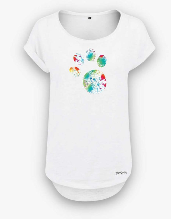 Paint Splash pooch Paw Print Women's T-shirt - Pooch-T-S-PSP-1873-XSW