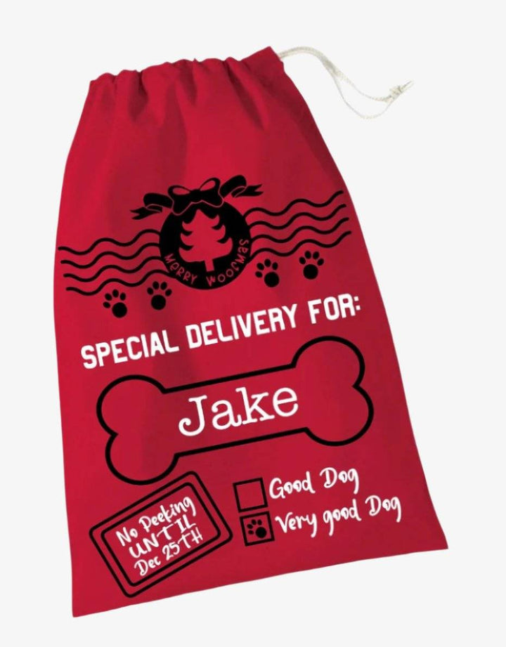 Personalised Dog Santa sack - Pooch-BAG-PDS-3901