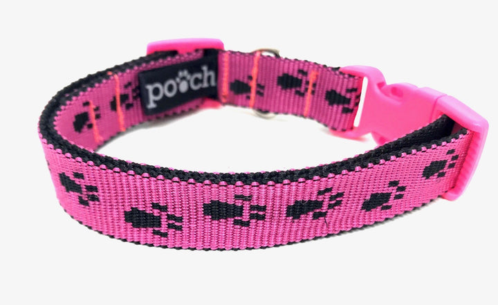 Pink Paw Print Dog Collar - Pooch-