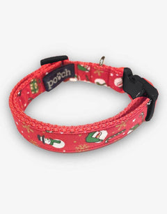 Red Christmas Dog Collar with black clip
