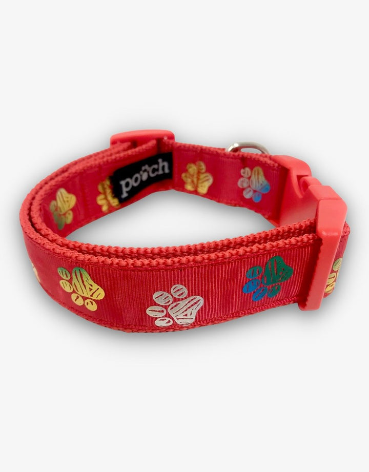 Red Paw Print Dog Collar - Pooch-COL-RPP-1820-MR