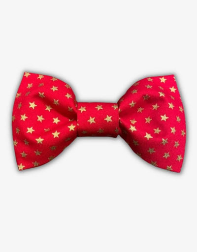 Red With Gold Star Dog Bow Tie