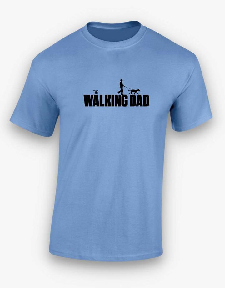 Blue "The Walking Dad" men's T-shirt, 100% cotton, perfect for Father's Day gift. Perfect for dog dads