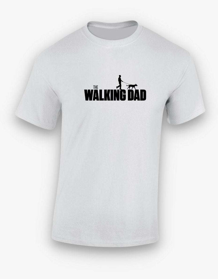 The Walking Dad Men's T-shirt with dog-themed graphic, made from premium 100% cotton for comfort and durability. Perfect for dog dads