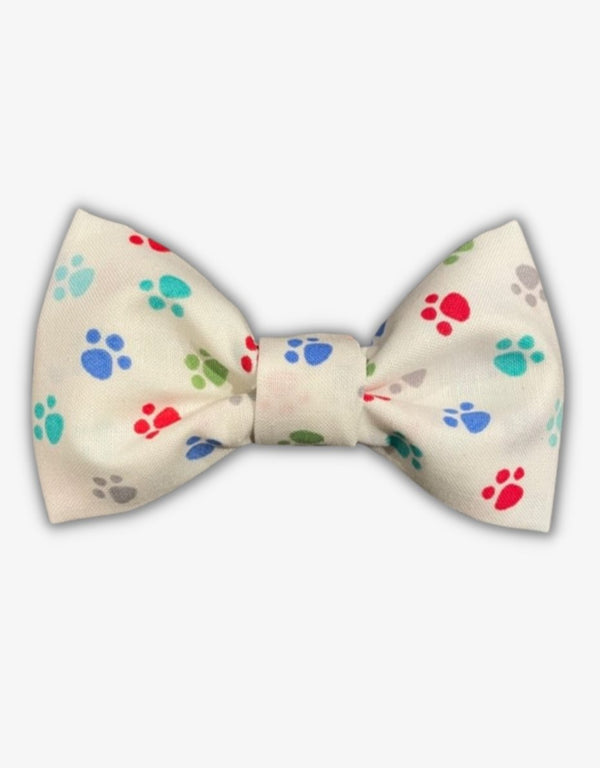 White Paw Print Bow Tie - Pooch-